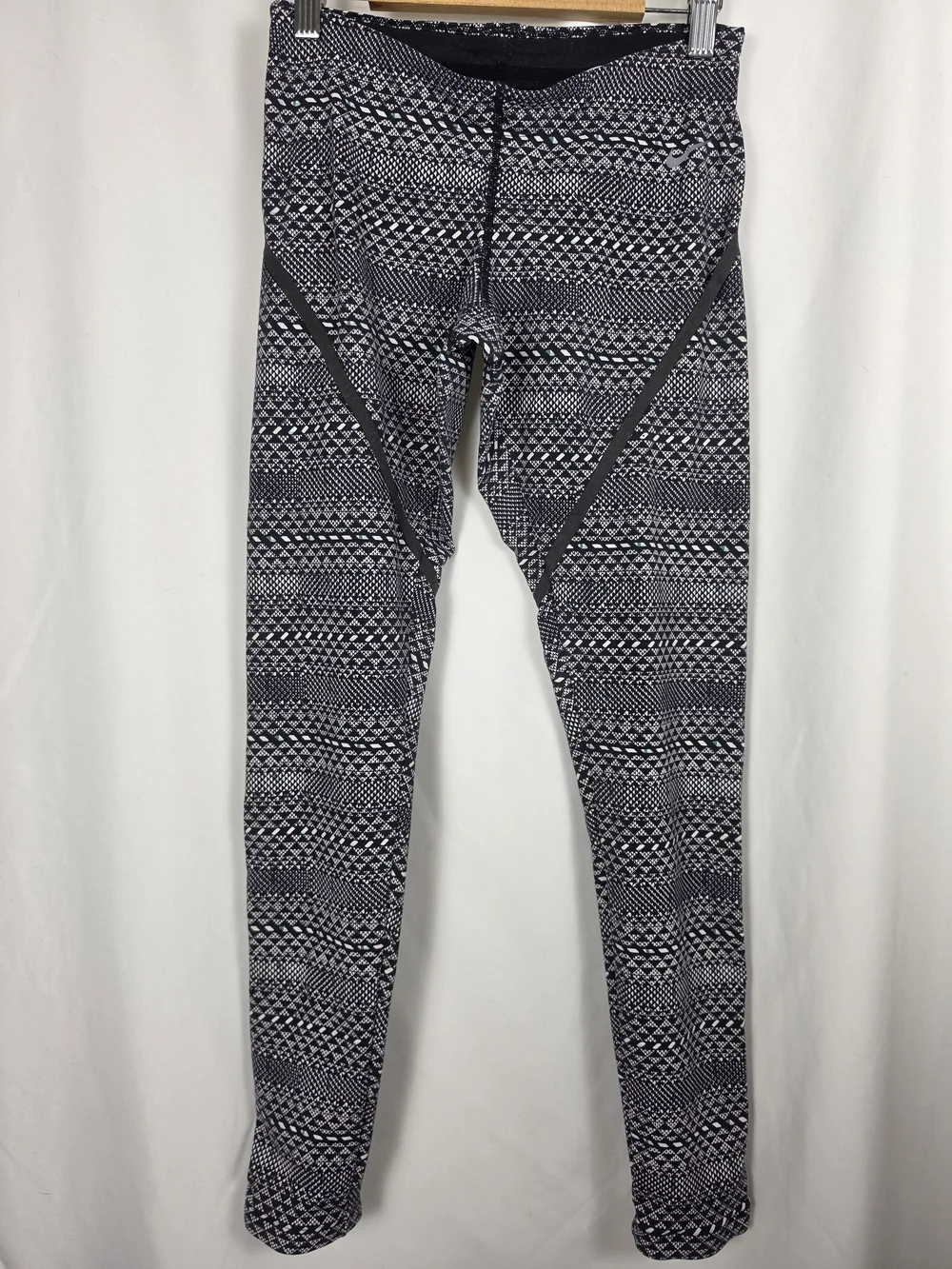 Nike Dri-FIT Epic Lux Running Tights Geometric Black White Reflective Ankle Zip